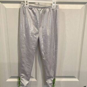 Disney Shimmering Silver Leggings with Green Accents